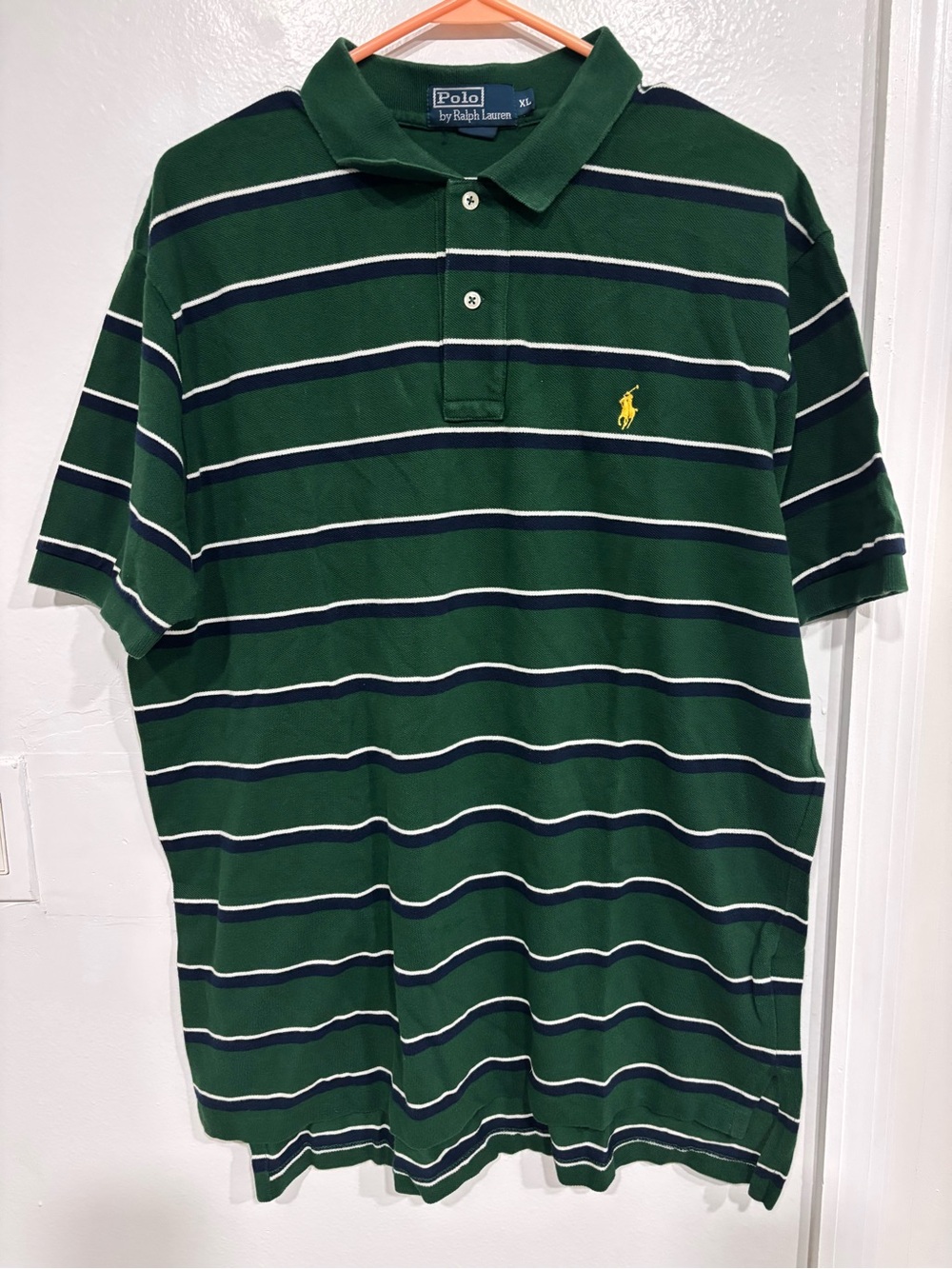 Polo Ralph Lauren Vtg blue green Stripe Pony Logo Shirt XL